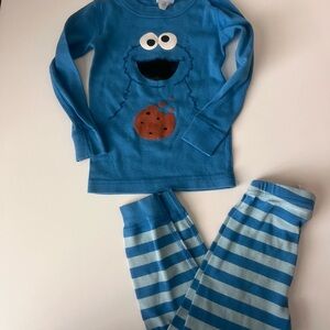 Hanna Andersson Blue Cookie Monster Kids Pajamas size 4